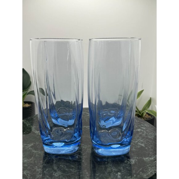 Vintage Misty Blue Water Glasses Set of Four - Picture 3 of 8